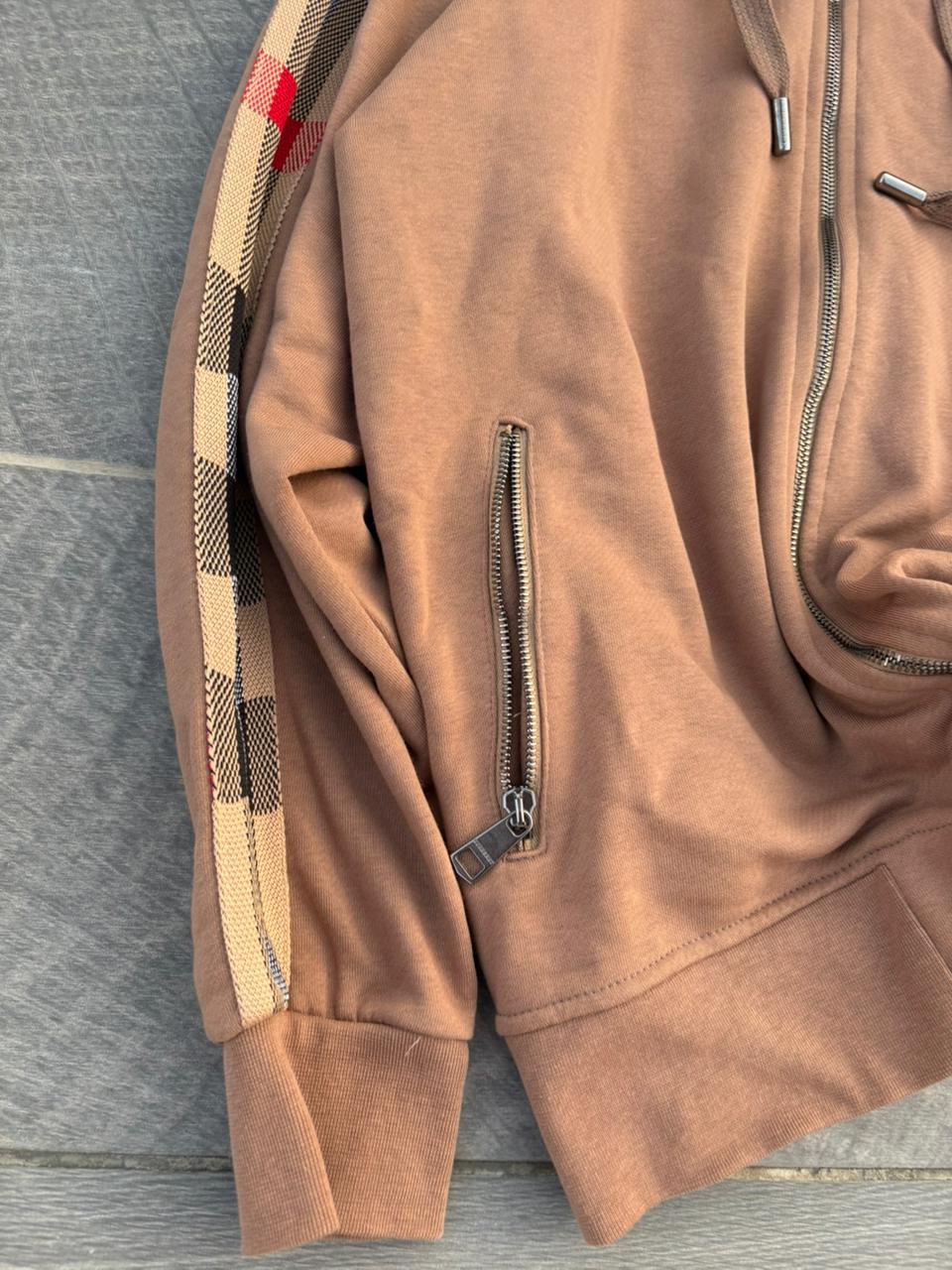 Burberry-style zip-up hoodie