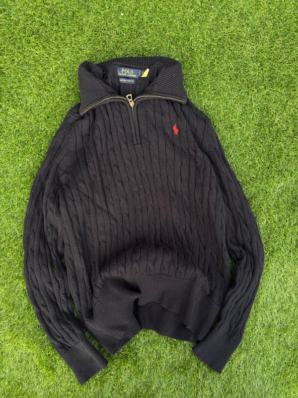 Black Polo Ralph Lauren half-zip
Size:small baggy