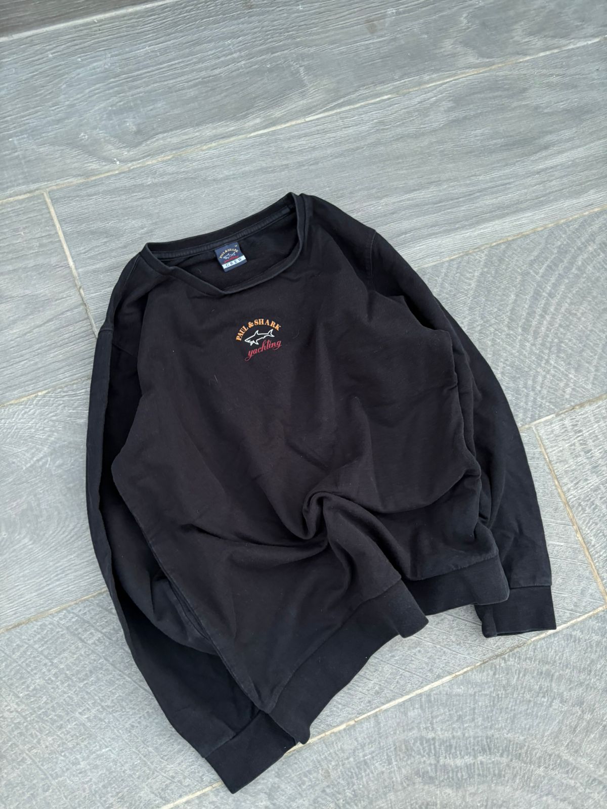 Paul and shark black center logo crewneck