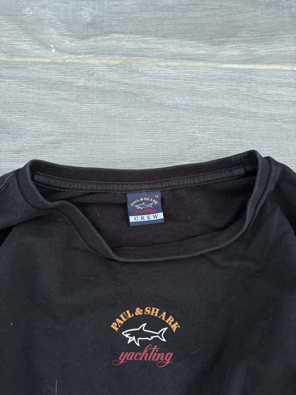 Paul and shark black center logo crewneck