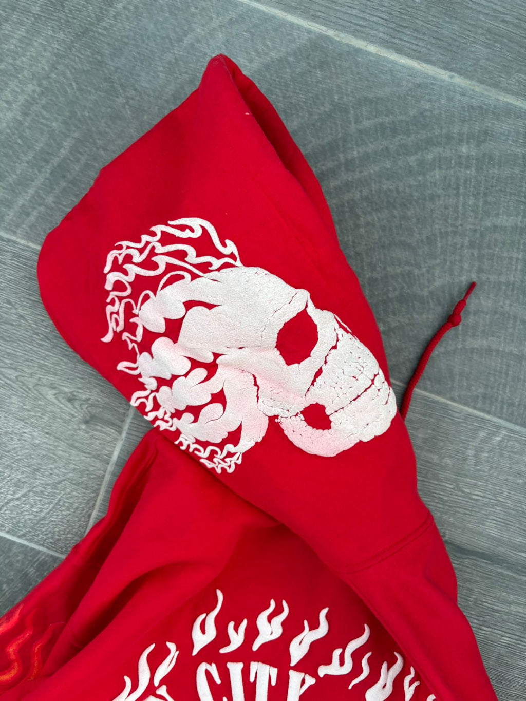 vintage red Sin City Cycles hoodie