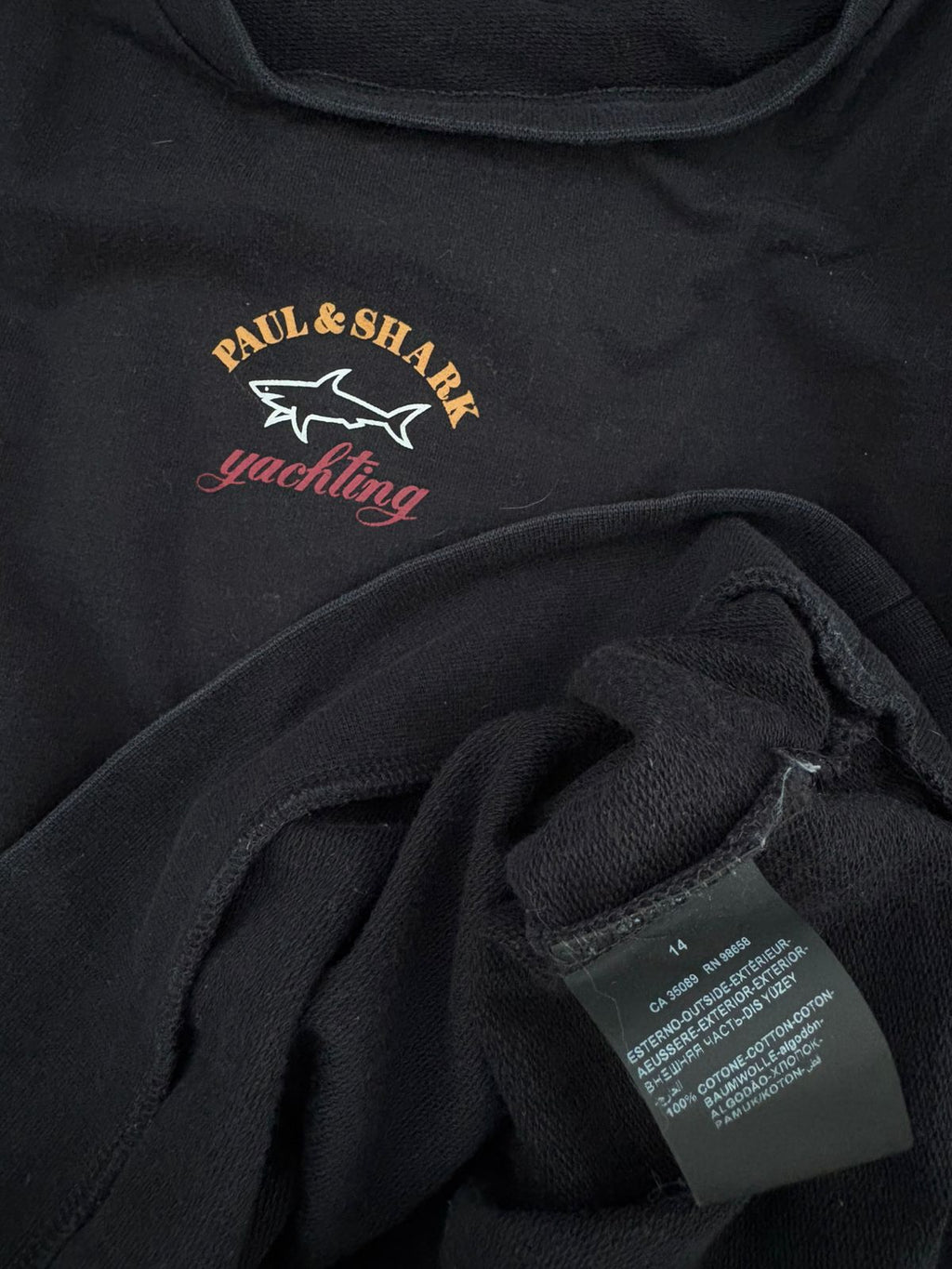 Paul and shark black center logo crewneck