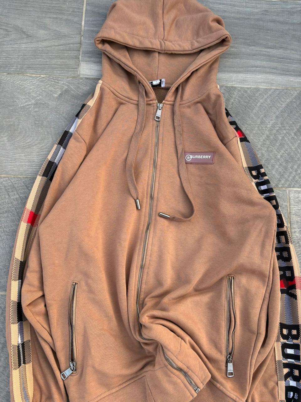 Burberry-style zip-up hoodie