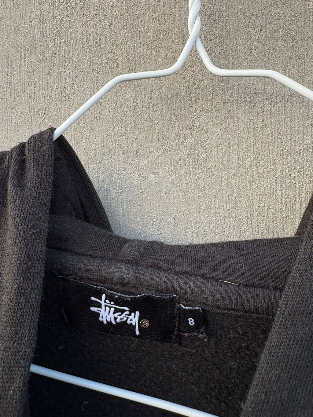 Black Stussy tribe crop top hoodie