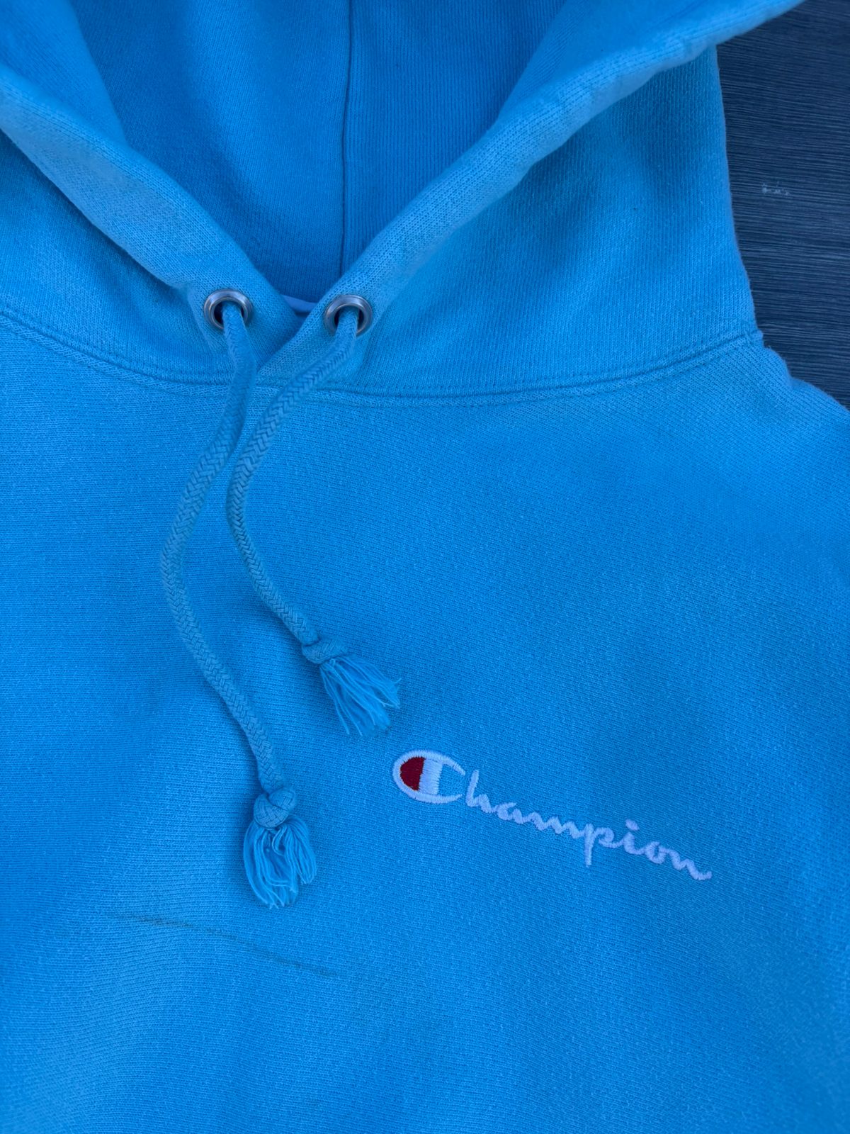 Heavy Champion baby blue hoodie