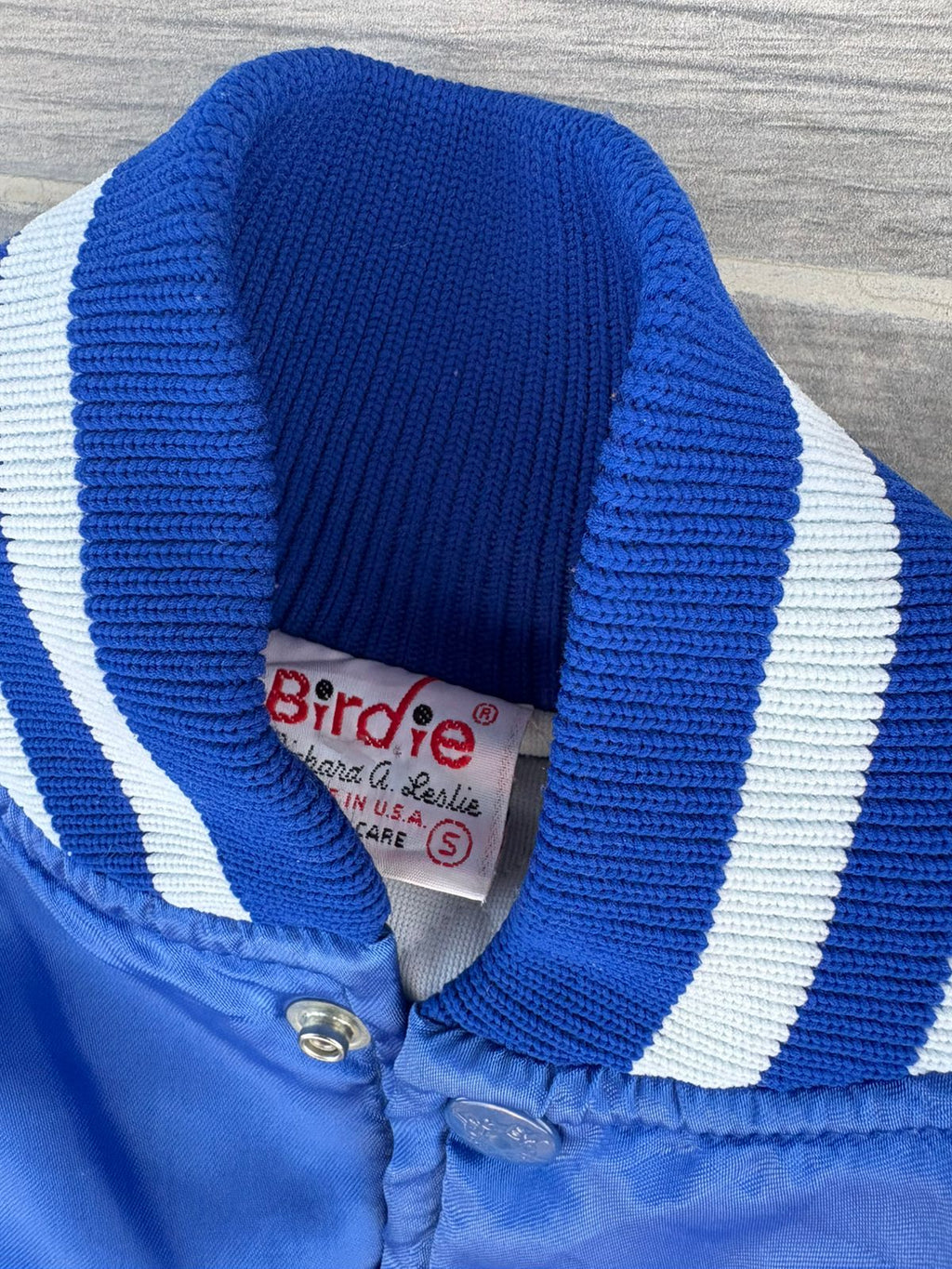 blue satin bomber jacket