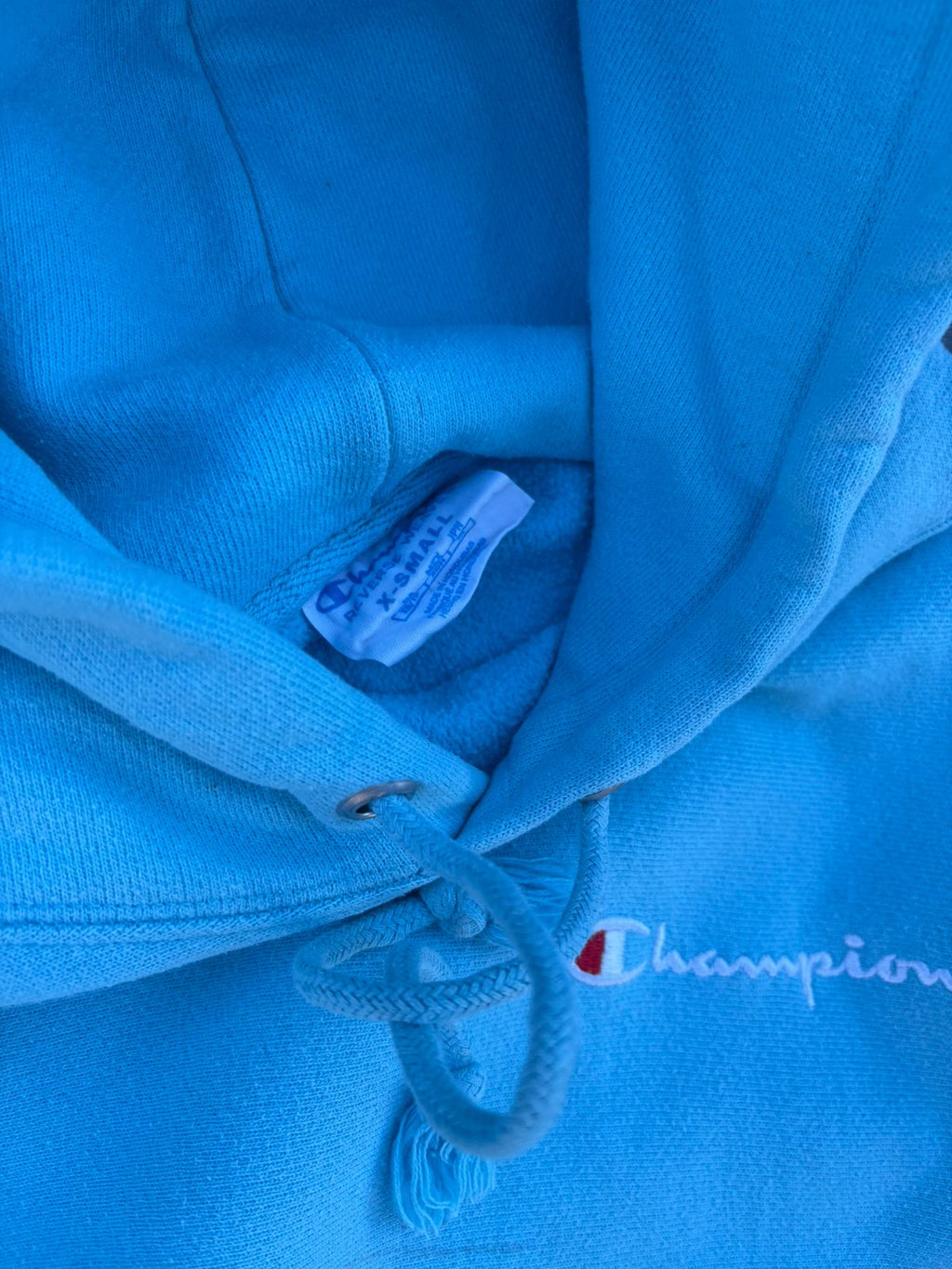 Heavy Champion baby blue hoodie