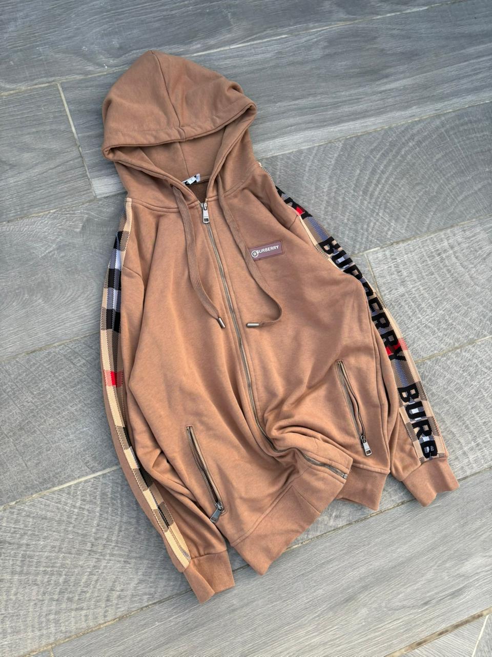 Burberry-style zip-up hoodie