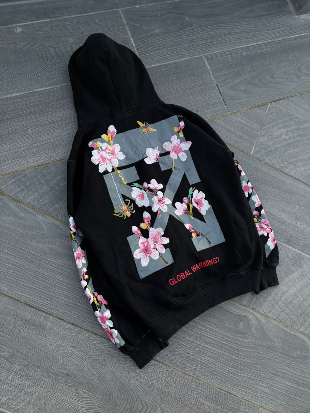Black off-white flower hoodie