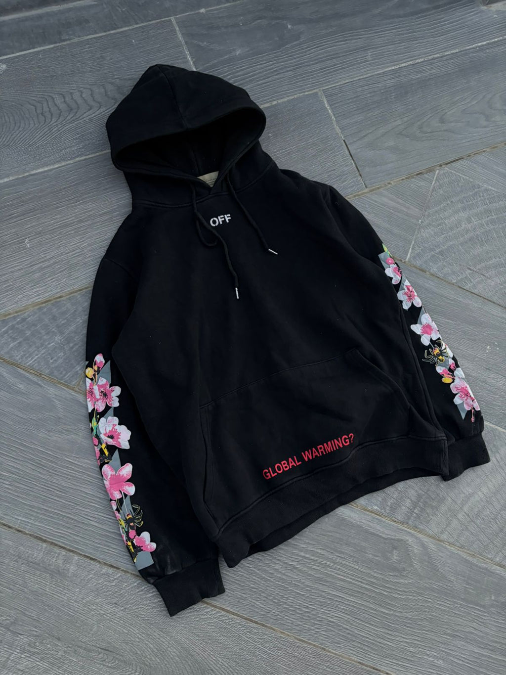 Black off-white flower hoodie