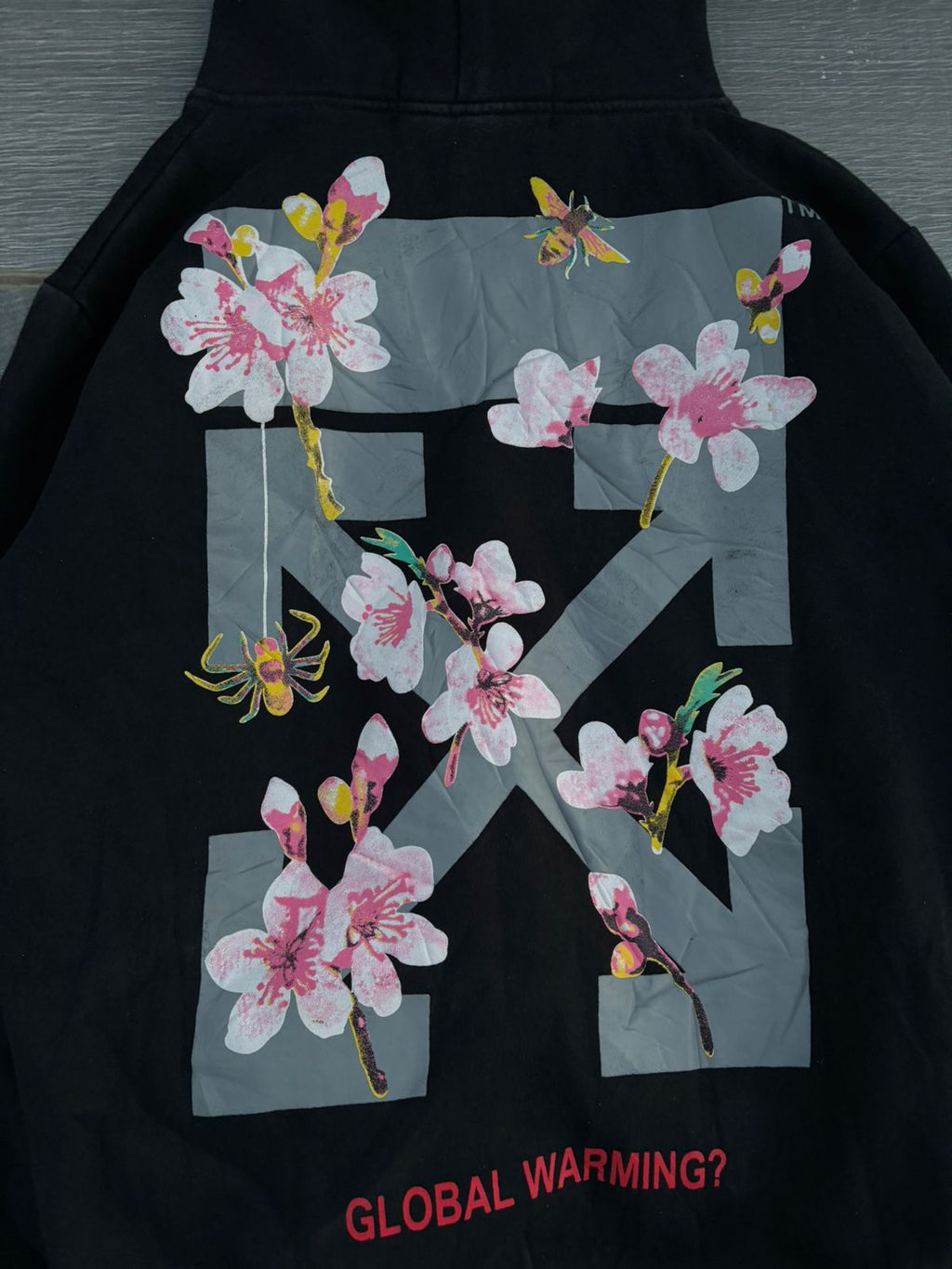 Black off-white flower hoodie