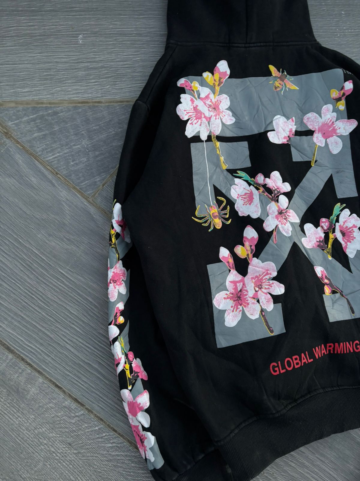 Black off-white flower hoodie